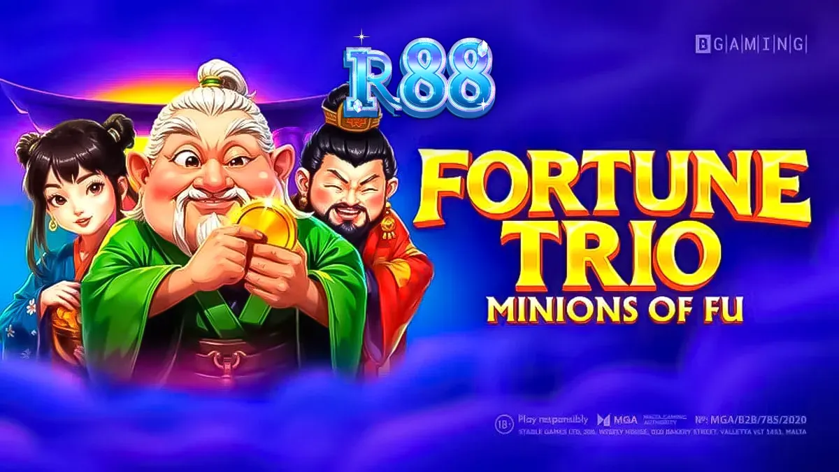 Antarmuka permainan slot Fortune Trio: Minions of Fu pada layar smartphone